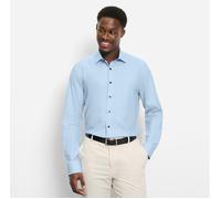 Langarmhemd OLYMP "Level Five", Herren, Gr. 41, N-Gr, blau (ozon), Web, Obermaterial: 97% Baumwolle, 3% Elastolefin, körpernah normal, 2-Knopf-Manschette, Hemden, Businesshemd, body fit, New York Kent