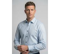 Langarmhemd OLYMP "Level Five", Herren, Gr. 41, N-Gr, bleu, Web, Obermaterial: 97% Baumwolle, 3% Elastolefin, körpernah normal, 2-Knopf-Manschette, Hemden, Businesshemd, body fit, Kentkragen (10543144