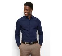 Langarmhemd OLYMP "Level Five 24/Seven", Herren, Gr. 41, N-Gr, marine, Web, Obermaterial: 64% Baumwolle, 27% Polyester, 9% Elasthan, normal, 2-Knopf-Manschette, Hemden, Businesshemd, body fit, Modern