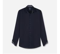 Langarmhemd OLYMP "Level Five", Herren, Gr. 41, Verlängerter Arm, blau (marine), Web, Obermaterial: 100% Baumwolle, normal, 2-Knopf-Manschette, Hemden, Businesshemd, Body Fit, Kentkragen (45982552-41)