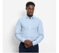 Langarmhemd OLYMP "Level Five", Herren, Gr. 42, N-Gr, blau (bleu), Web, Obermaterial: 97% Baumwolle, 3% Elastolefin, normal, 2-Knopf-Manschette, Hemden, Under-Button-down-Kragen, Businesshemd, body fi
