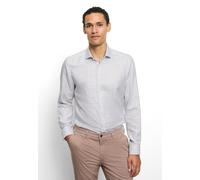 OLYMP Langarmhemd Level Five Damen Gr. 42 Braun Kariert 100% Baumwolle Body-Fit Royal Kentkragen