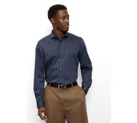 Langarmhemd OLYMP "Level Five", Herren, Gr. 42, N-Gr, marine, Web, Obermaterial: 100% Baumwolle, gestreift, 2-Knopf-Manschette, Hemden, Businesshemd, body fit, Haifischkragen, gestreift (29457367-42)