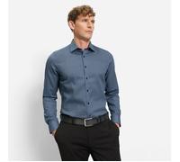 Langarmhemd OLYMP "Level Five", Herren, Gr. 42, N-Gr, marine, Web, Obermaterial: 97% Baumwolle, 3% Elastolefin, 2-Knopf-Manschette, Hemden, Businesshemd, boby fit, Kentkragen, gemustert (19964153-42) 