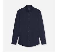 Langarmhemd OLYMP "Level Five", Herren, Gr. 43, N-Gr, blau (marine), Web, Obermaterial: 97% Baumwolle, 3% Elastolefin, normal, 2-Knopf-Manschette, Hemden, Businesshemd, Body Fit, Kentkragen (15025311-