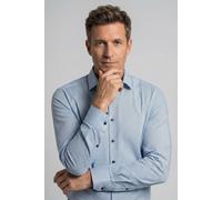 Langarmhemd OLYMP "Level Five", Herren, Gr. 44, N-Gr, bleu, Web, Obermaterial: 64% Baumwolle, 27% Polyester, 9% Elasthan, körpernah normal, 2-Knopf-Manschette, Hemden, Businesshemd, body fit, Modern K