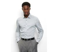 Langarmhemd OLYMP "Level Five", Herren, Gr. 44, N-Gr, silbergrau, Web, Obermaterial: 97% Baumwolle, 3% Elastolefin, körpernah, 2-Knopf-Manschette, Hemden, Businesshemd, body fit, New York Kentkragen,
