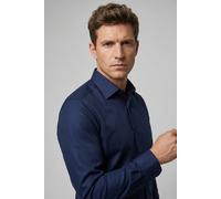Langarmhemd OLYMP "Luxor 24/Seven comfort fit", Herren, Gr. 42, N-Gr, marine, Web, Obermaterial: 64% Baumwolle, 27% Polyester, 9% Elasthan, comfort fit, 2-Knopf-Manschette, Hemden, comfort fit, Busine