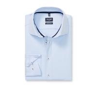 Langarmhemd OLYMP "Luxor 24/Seven", Herren, Gr. 42, N-Gr, blau (bleu), Web, Obermaterial: 64% Baumwolle, 27% Polyester, 9% Elasthan, casual, Langarm 2-Knopf-Manschette, Hemden, Climate Control, modern