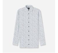 Langarmhemd OLYMP "Luxor 24/Seven", Herren, Gr. 40, N-Gr, weiß, Web, Obermaterial: 64% Baumwolle, 27% Polyester, 9% Elasthan, normal, 2-Knopf-Manschette, Hemden, modern fit, Businesshemd, New Kentkrag