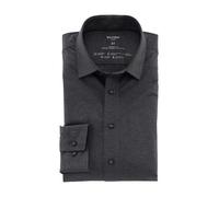 Langarmhemd OLYMP "Luxor 24/Seven modern fit Jerseyshirt", Herren, Gr. 37, N-Gr, grau (anthrazit), Jersey, Obermaterial: 92% Baumwolle, 8% Elasthan, Hemden, mit geruchshemmenden Materialeigenschaften