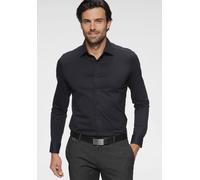 Langarmhemd OLYMP "Luxor 24/Seven modern fit Jerseyshirt", Herren, Gr. 42, N-Gr, blau (marine), Jersey, Obermaterial: 92% Baumwolle, 8% Elasthan, Hemden, mit geruchshemmenden Materialeigenschaften (95