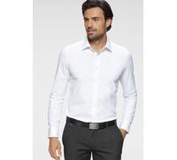Langarmhemd OLYMP "Luxor 24/Seven modern fit Jerseyshirt", Herren, Gr. 43, N-Gr, weiß, Jersey, Obermaterial: 92% Baumwolle, 8% Elasthan, unifarben, Hemden, mit geruchshemmenden Materialeigenschaften (