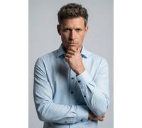 Langarmhemd OLYMP "Luxor", Herren, Gr. 41, N-Gr, bleu, Web, Obermaterial: 100% Baumwolle, comfort fit, 2-Knopf-Manschette, Hemden Langarmhemd, Businesshemd, comfort fit, New-Kentkragen (81496244-41)