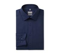 Businesshemd OLYMP "OLYMP Luxor 24/Seven, comfort fit, Businesshemd, New Kent", Herren, Gr. 45, Normaler Arm, marine, 64% Baumwolle, 27% Polyester, 9% Elasthan, Hemden (21439965-45) marine