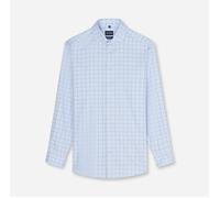Langarmhemd OLYMP "Luxor", Herren, Gr. 40, N-Gr, blau (bleu), Web, Obermaterial: 100% Baumwolle, kariert, tailliert, 2-Knopf-Manschette, Hemden, Businesshemd, Kentkragen, Modern Fit (40325337-40) bleu