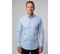 Langarmhemd OLYMP "Luxor", Herren, Gr. 40, N-Gr, hellblau, Web, Obermaterial: 100% Baumwolle, unifarben, normal, 2-Knopf-Manschette, Hemden, modern fit, Button-down-Kragen, Businesshemd (35425155-40) 