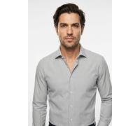 Langarmhemd OLYMP "Luxor", Herren, Gr. 40, N-Gr, silbergrau, Web, Obermaterial: 100% Baumwolle, gestreift, normal, 2-Knopf-Manschette, Hemden, modern fit, Royal -Kentkragen, Businesshemd (17620561-40)
