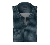 Langarmhemd OLYMP "Luxor", Herren, Gr. 40, Verlängerter Arm, marine, Web, Obermaterial: 100% Baumwolle, gemustert, normal, 2-Knopf-Manschette, Hemden, modern fit, New-Kentkagen, Businesshemd, extra la