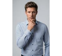 Langarmhemd OLYMP "Luxor", Herren, Gr. 41, N-Gr, bleu, Web, Obermaterial: 100% Baumwolle, normal, 2-Knopf-Manschette, Hemden, fein gemustert, Businesshemd, modern fit, New Kentkragen (48802307-41) ble