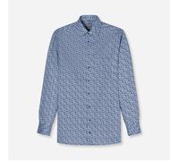 Langarmhemd OLYMP "Luxor", Herren, Gr. 41, Verlängerter Arm, blau (marine), Web, Obermaterial: 100% Baumwolle, gemustert, comfort fit normal, 2-Knopf-Manschette verstellbar, Hemden, New Kentkragen, co