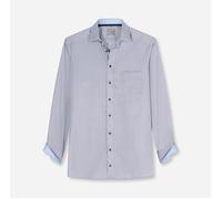 Langarmhemd OLYMP "Luxor", Herren, Gr. 41, Verlängerter Arm, grau (marine), Web, Obermaterial: 100% Baumwolle, comfort fit normal, 2-Knopf-Manschette, Hemden, Businesshemd, comfort fit, New Kentkragen