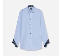 Langarmhemd OLYMP "Luxor", Herren, Gr. 42, N-Gr, blau (hellblau), Web, Obermaterial: 100% Baumwolle, tailliert normal, 2-Knopf-Manschette, Hemden, Businesshemd, Button-down-Kragen, Modern Fit (1419385