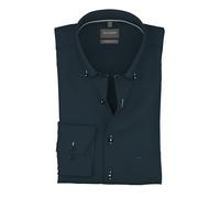 Langarmhemd OLYMP "Luxor", Herren, Gr. 42, N-Gr, marine, Web, Obermaterial: 100% Baumwolle, comfort fit normal, 2-Knopf-Manschette, Hemden, Businesshemd, comfort fit, Button-down-Kragen (41228855-42)