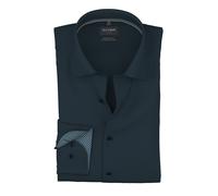 Langarmhemd OLYMP "Luxor", Herren, Gr. 42, N-Gr, marine, Web, Obermaterial: 64% Baumwolle, 27% Polyester, 9% Elasthan, normal, 2-Knopf-Manschette, Hemden, Businesshemd, modern fit, New Kentkragen, Cli