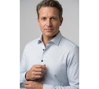 Langarmhemd OLYMP "Luxor", Herren, Gr. 42, N-Gr, weiß (bleu), Web, Obermaterial: 100% Baumwolle, comfort fit normal, 2-Knopf-Manschette, Hemden, Businesshemd, comfort fit, Under-Button-down-Kragen (34