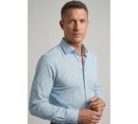 Langarmhemd OLYMP "Luxor", Herren, Gr. 43, N-Gr, bleu, Web, Obermaterial: 100% Baumwolle, 2-Knopf-Manschette, Hemden, Businesshemd, Global-Kentkragen, modern fit (11451338-43) bleu