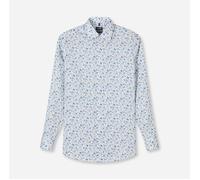 Langarmhemd OLYMP "Luxor", Herren, Gr. 43, N-Gr, weiß, Web, Obermaterial: 100% Baumwolle, normal, 2-Knopf-Manschette, Hemden, Businesshemd, New-Kentkragen, floraler Print, modern fit (56495219-43) wei