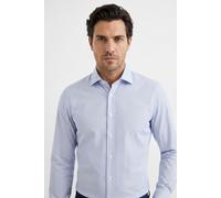 Langarmhemd OLYMP "Luxor", Herren, Gr. 44, N-Gr, bleu, Web, Obermaterial: 100% Baumwolle, gestreift, normal, 2-Knopf-Manschette, Hemden, modern fit, Royal -Kentkragen, Businesshemd (91550064-44) bleu