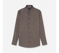 Langarmhemd OLYMP "Luxor", Herren, Gr. 45, N-Gr, schwarzbraun, Web, Obermaterial: 100% Baumwolle, gestreift, tailliert normal, 2-Knopf-Manschette verstellbar, Hemden, Businesshemd, Kentkragen, Modern 
