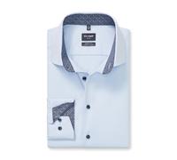 Langarmhemd OLYMP "Luxor", Herren, Gr. 46, N-Gr, blau (bleu), Web, Obermaterial: 64% Baumwolle, 27% Polyester, 9% Elasthan, normal, 2-Knopf-Manschette, Hemden Langarmhemd, Climate Control, modern fit,