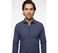 Langarmhemd OLYMP "Luxor", Herren, Gr. 46, N-Gr, marine, Web, Obermaterial: 100% Baumwolle, normal, 2-Knopf-Manschette, Hemden, Businesshemd, modern fit, New-Kentkragen (31576605-46) marine