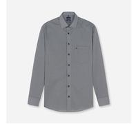 Businesshemd OLYMP "OLYMP Luxor, Comfort Fit, New Kent", Herren, Gr. 47, Normaler Arm, grau (schwarz), 100% Baumwolle, Hemden (87119364-47) schwarz