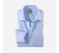 Langarmhemd OLYMP "Luxor", Herren, Gr. 50, N-Gr, blau (bleu), Web, Obermaterial: 100% Baumwolle, comfort fit, 2-Knopf-Manschette, Hemden, comfort fit, Businesshemd, New-Kentkragen, bügelfrei (63307319