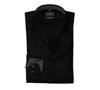 Langarmhemd OLYMP "Luxor modern fit", Herren, Gr. 47, primary_ausgabeGroessentyp, schwarz, Web, Obermaterial: 100% Baumwolle, Casual, 2-Knopf-Manschette, Hemden, Global-Kentkragen, Businesshemd, moder