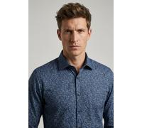 Langarmhemd OLYMP "No. 6", Herren, Gr. 44, N-Gr, marine, Web, Obermaterial: 100% Baumwolle, gemustert, sehr schmal normal, 2-Knopf-Manschette, Hemden (95511403-44) marine