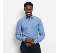 Langarmhemd OLYMP "No 6 six", Herren, Gr. 38, N-Gr, bleu, Web, Obermaterial: 100% Baumwolle, gemustert, sehr schmal normal, 2-Knopf-Manschette, Hemden, super slim, Kentkragen, Businesshemd (71425869-3