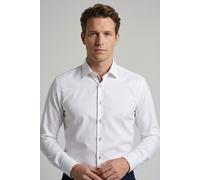 Langarmhemd OLYMP "No 6 six", Herren, Gr. 42, N-Gr, weiß, Web, Obermaterial: 100% Baumwolle, unifarben, sehr schmal normal, 2-Knopf-Manschette, Hemden, super slim, Kentkragen, Businesshemd (77114567-4