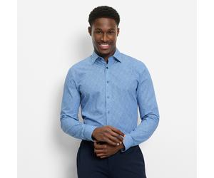 Langarmhemd OLYMP "No 6 six", Herren, Gr. 43, N-Gr, bleu, Web, Obermaterial: 100% Baumwolle, gemustert, sehr schmal normal, 2-Knopf-Manschette, Hemden, super slim, Kentkragen, Businesshemd (71425869-4
