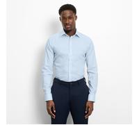 Langarmhemd OLYMP "No 6 six", Herren, Gr. 44, N-Gr, bleu, Web, Obermaterial: 97% Baumwolle, 3% Elastolefin, unifarben, sehr schmal normal, 2-Knopf-Manschette, Hemden, super slim, Kentkragen, Businessh