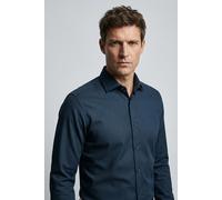 Langarmhemd OLYMP "No. Six", Herren, Gr. 39, N-Gr, marine, Obermaterial: 97% Baumwolle, 3% Elastolefin, sehr schmal normal, 2-Knopf-Manschette, Hemden Langarmhemd, Businesshemd, Kentkragen, super slim