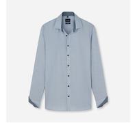 Langarmhemd OLYMP "No. Six", Herren, Gr. 40, N-Gr, blau (bleu), Web, Obermaterial: 97% Baumwolle, 3% Elastolefin, gemustert, slim fit normal, 2-Knopf-Manschette, Hemden, Businesshemd, Kentkragen, Supe