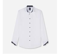 Langarmhemd OLYMP "No. Six", Herren, Gr. 40, N-Gr, weiß (blau), Web, Obermaterial: 100% Baumwolle, unifarben, slim fit normal, 2-Knopf-Manschette verstellbar, Hemden, Businesshemd, Kentkragen, bügelfr