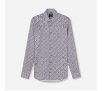 Langarmhemd OLYMP "No. Six", Herren, Gr. 42, N-Gr, weiß, Web, Obermaterial: 97% Baumwolle, 3% Elastolefin, gemustert, slim fit hüftbedeckend, 2-Knopf-Manschette verstellbar, Hemden, Businesshemd, Urba