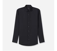 Langarmhemd OLYMP "No. Six", Herren, Gr. 42, N-Gr, schwarz, Web, Obermaterial: 97% Baumwolle, 3% Elastolefin, sehr schmal, 2-Knopf-Manschette, Hemden, Businesshemd, super slim, Royal-Kentkragen, unifa