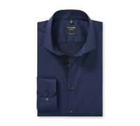 Langarmhemd OLYMP "No. Six", Herren, Gr. 44, N-Gr, marine, Web, Obermaterial: 97% Baumwolle, 3% Elastolefin, sehr schmal, 2-Knopf-Manschette, Hemden, Businesshemd, super slim, Royal-Kentkragen, unifar